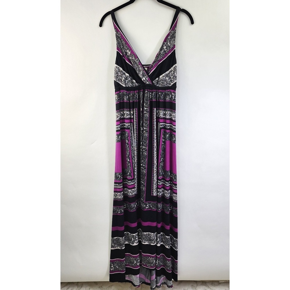 Soma Maxi  Dress Women's Small Sleeveless Purple Black Soft Summer Travel